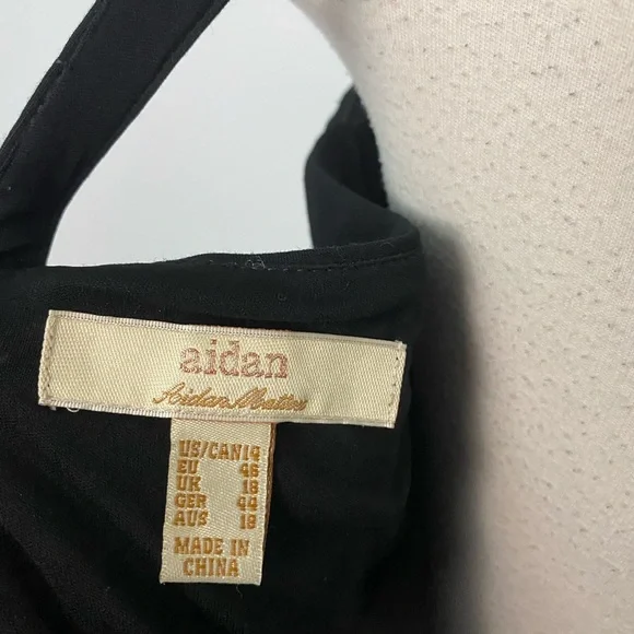 Aidan Mattox black gold dress sz- 14 - Picture 3 of 4